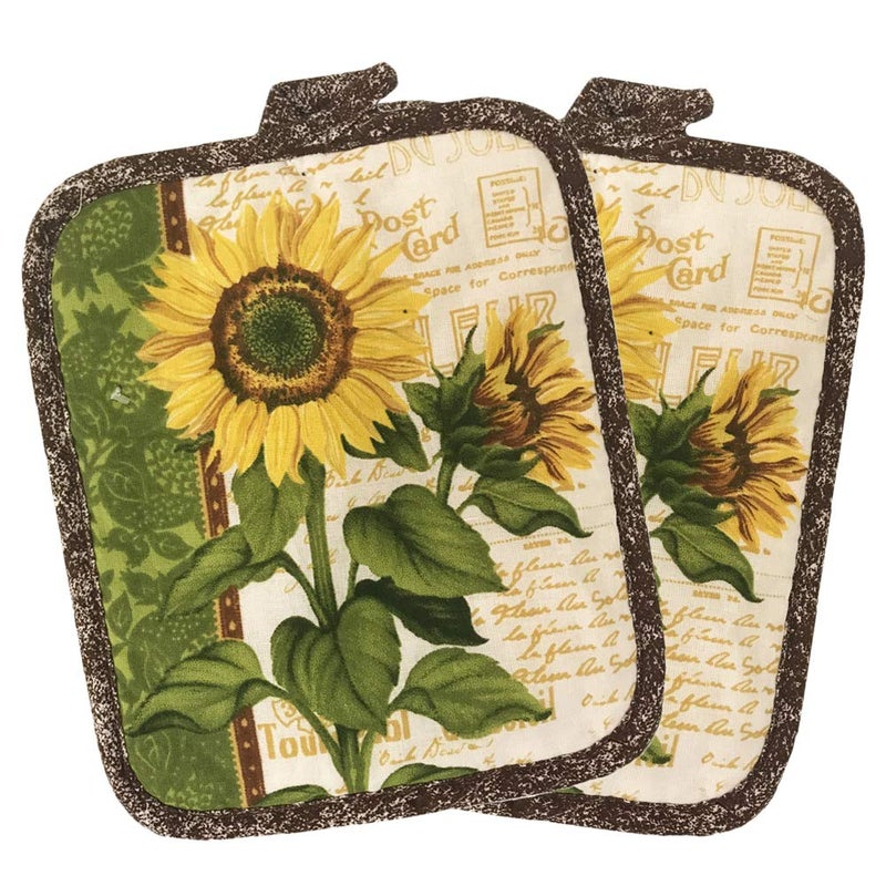 Lobyn Value Packs Kitchen Towel 5 Piece Linen Set 2 Towels 2 Pot Holders 1 Oven Mitt (Sunflower 2) - Image 2